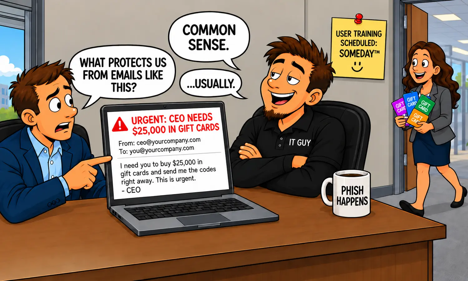 Illustration for question 4: What protects us from email scams and impersonation?